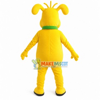 Yellow Dog Wearing Masked Collar Mascot Costume