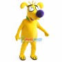 Yellow Dog Wearing Masked Collar Mascot Costume