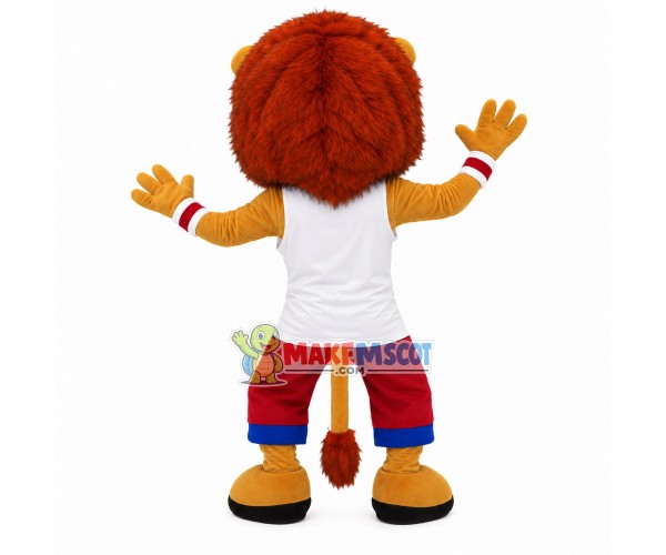 Sporty Lion Wearing Bracers Mascot Costume Sporty Lion Wearing Bracers Mascot Costume