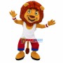 Sporty Lion Wearing Bracers Mascot Costume