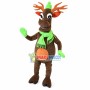Warm Elk With Fluorescent Green Scarf Mascot Costume