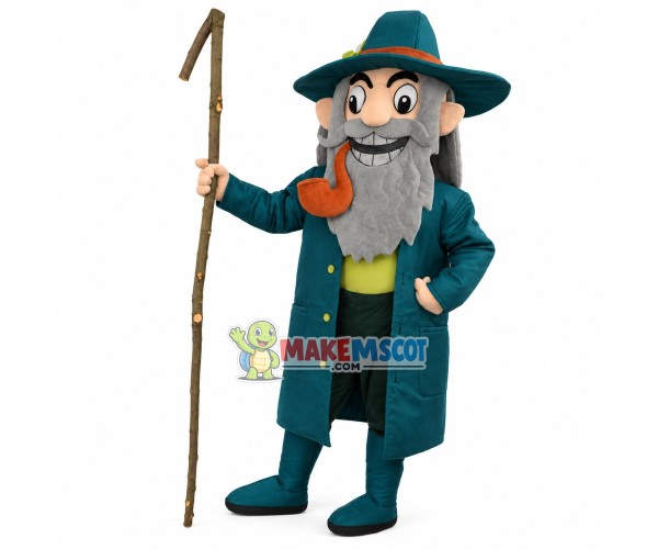 Old Gentleman With Pipe In Mouth Mascot Costume Old Gentleman With Pipe In Mouth Mascot Costume