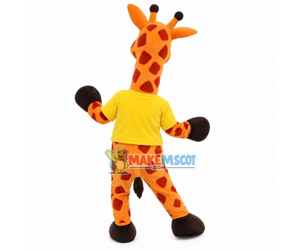 Giraffe Wearing Shirt With Self-portrait Print Mascot Costume Giraffe Wearing Shirt With Self-portrait Print Mascot Costume