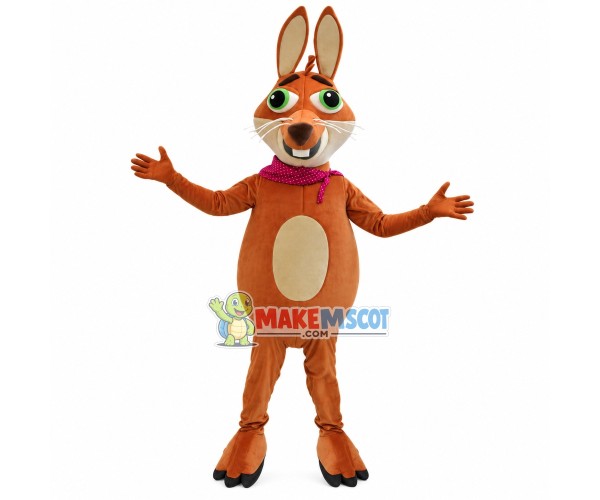 Kangaroo With Polka Dot Scarf Mascot Costume Kangaroo With Polka Dot Scarf Mascot Costume