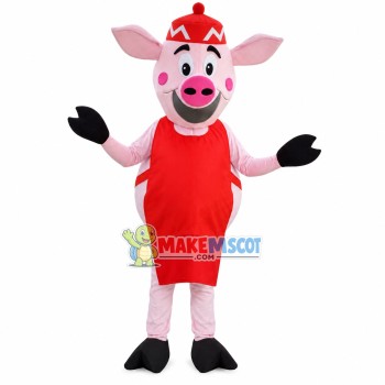 Waiter Pig of Czech Restaurant Mascot Costume Waiter Pig of Czech Restaurant Mascot Costume