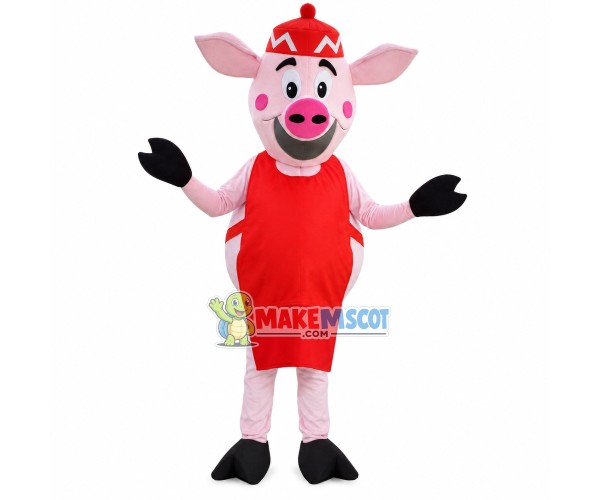 Waiter Pig of Czech Restaurant Mascot Costume Waiter Pig of Czech Restaurant Mascot Costume