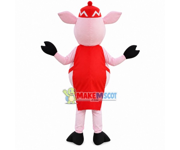 Waiter Pig of Czech Restaurant Mascot Costume Waiter Pig of Czech Restaurant Mascot Costume