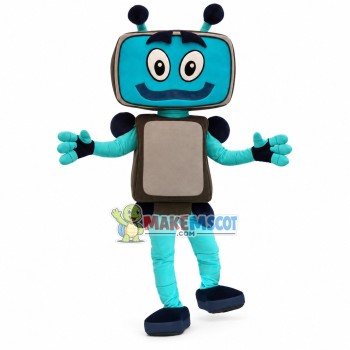 Old Television With Receiver Mascot Costume Old Television With Receiver Mascot Costume