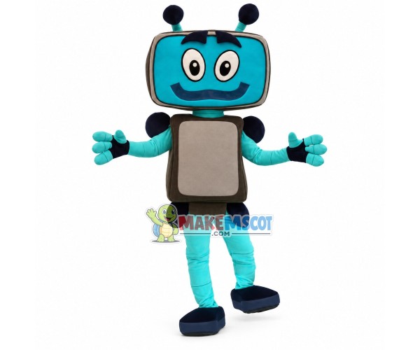 Old Television With Receiver Mascot Costume Old Television With Receiver Mascot Costume
