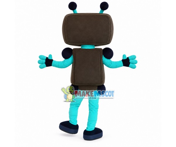 Old Television With Receiver Mascot Costume Old Television With Receiver Mascot Costume