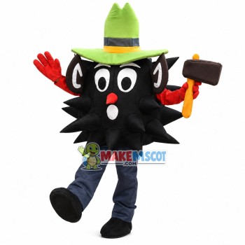 Black Hedgehog Holding the Hammer Mascot Costume Black Hedgehog Holding the Hammer Mascot Costume