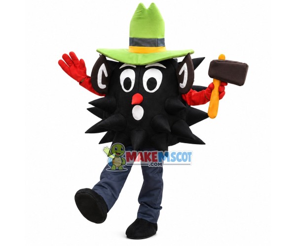 Black Hedgehog Holding the Hammer Mascot Costume Black Hedgehog Holding the Hammer Mascot Costume