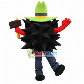 Black Hedgehog Holding the Hammer Mascot Costume