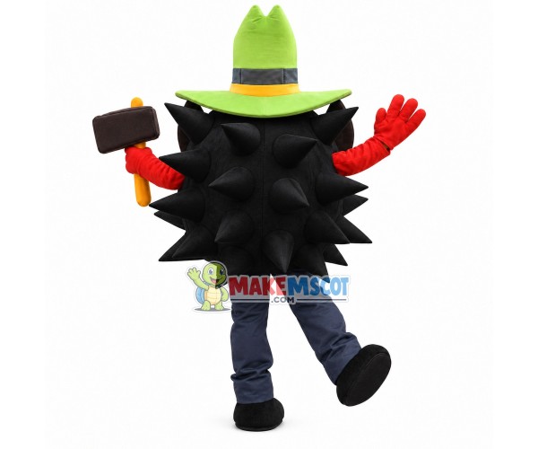 Black Hedgehog Holding the Hammer Mascot Costume Black Hedgehog Holding the Hammer Mascot Costume