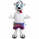 Topless Playing White Bear Mascot Costume Topless Playing White Bear Mascot Costume