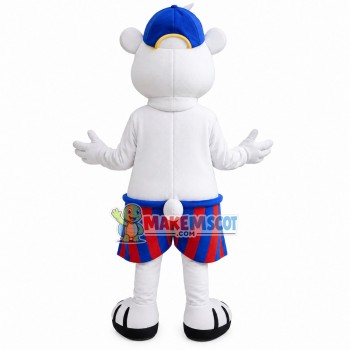 Topless Playing White Bear Mascot Costume
