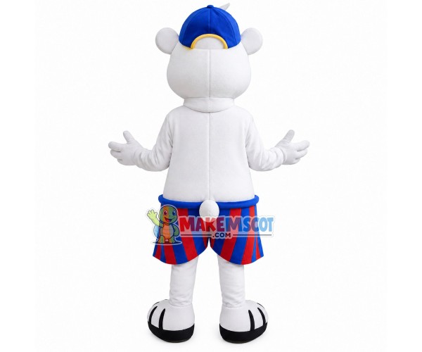 Topless Playing White Bear Mascot Costume Topless Playing White Bear Mascot Costume