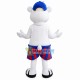 Topless Playing White Bear Mascot Costume Topless Playing White Bear Mascot Costume