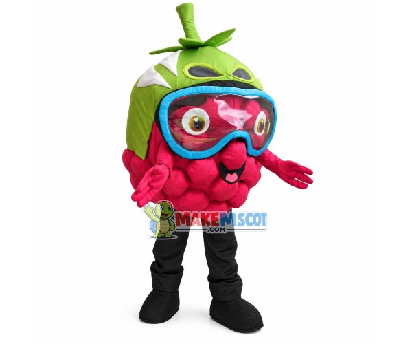 The Cranberry Wearing Goggles Mascot Costume The Cranberry Wearing Goggles Mascot Costume