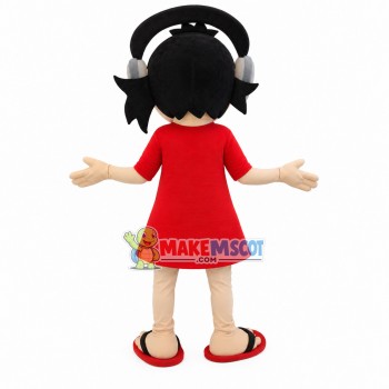 Rock Girl With Red Dress Mascot Costume Rock Girl With Red Dress Mascot Costume