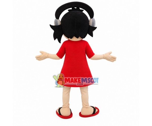 Rock Girl With Red Dress Mascot Costume Rock Girl With Red Dress Mascot Costume