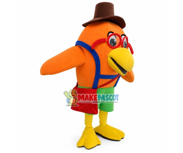 Mr Orange Bird Carrying Shoulder Bag Mascot Costume Mr Orange Bird Carrying Shoulder Bag Mascot Costume