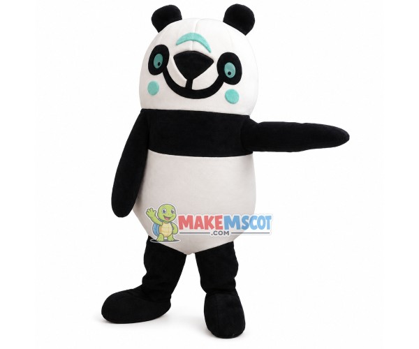 Mini Panda With Mint Green Blush Mascot Costume Mini Panda With Mint Green Blush Mascot Costume