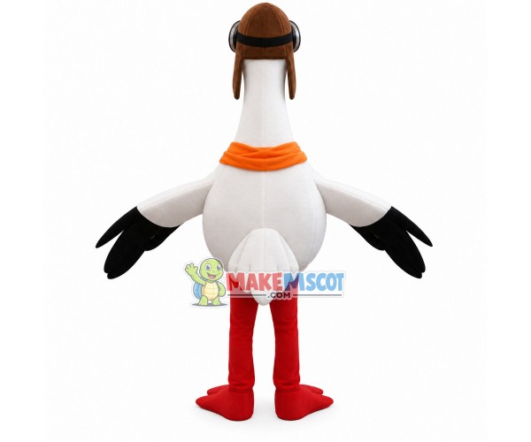 Skiing Crane With Shawl Mascot Costume