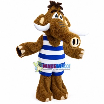 Wild Mammoth In Striped Swimsuit Mascot Costume