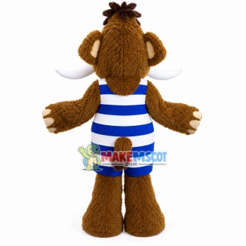 Wild Mammoth In Striped Swimsuit Mascot Costume Wild Mammoth In Striped Swimsuit Mascot Costume