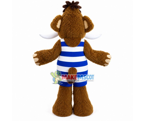 Wild Mammoth In Striped Swimsuit Mascot Costume Wild Mammoth In Striped Swimsuit Mascot Costume