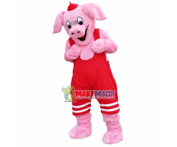 The Secretly Happy Weightlifter Pig Mascot Costume The Secretly Happy Weightlifter Pig Mascot Costume