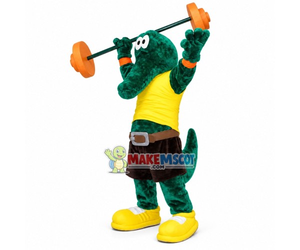 The Powerful Weightlifter Crocodile Mascot Costume The Powerful Weightlifter Crocodile Mascot Costume