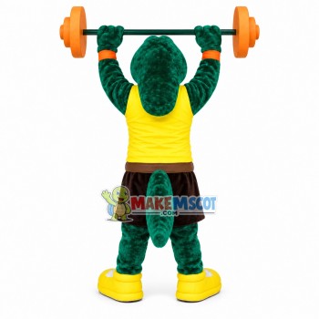 The Powerful Weightlifter Crocodile Mascot Costume The Powerful Weightlifter Crocodile Mascot Costume