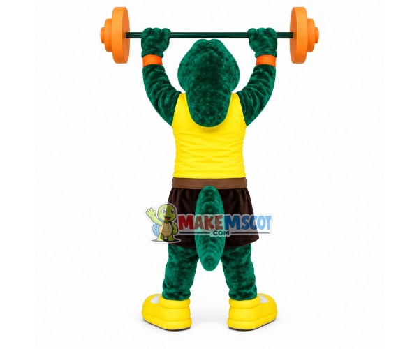 The Powerful Weightlifter Crocodile Mascot Costume
