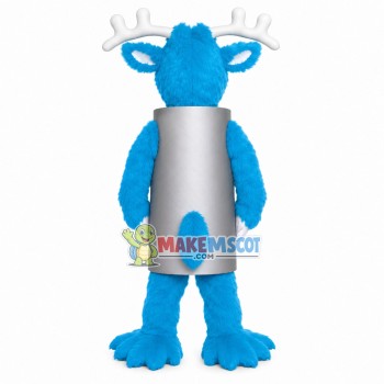 Blue Moose With Vertical Barrel Body Mascot Costume