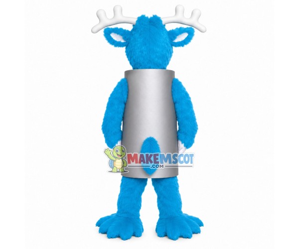 Blue Moose With Vertical Barrel Body Mascot Costume Blue Moose With Vertical Barrel Body Mascot Costume
