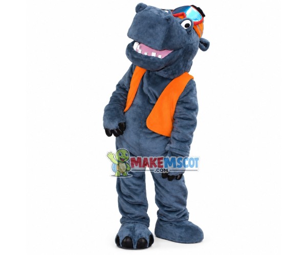 The Confident Skier Hippo Mascot Costume The Confident Skier Hippo Mascot Costume
