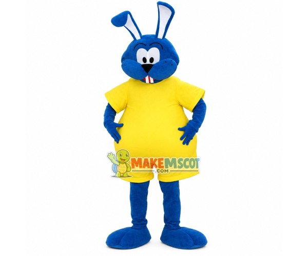 Blue Lazy Bunny In One Piece Mascot Costume