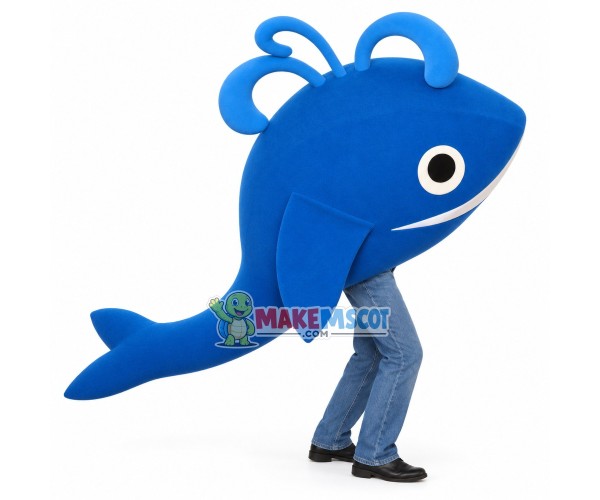 Blue Whale Squirting Water Mascot Costume Blue Whale Squirting Water Mascot Costume