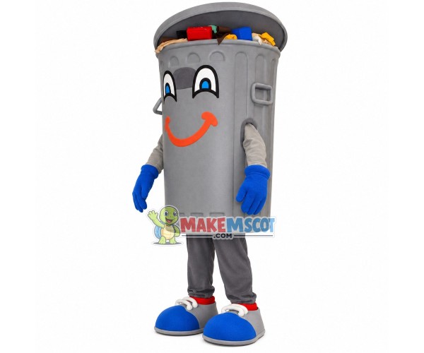 Full Tin Trash Bin Mascot Costume Full Tin Trash Bin Mascot Costume