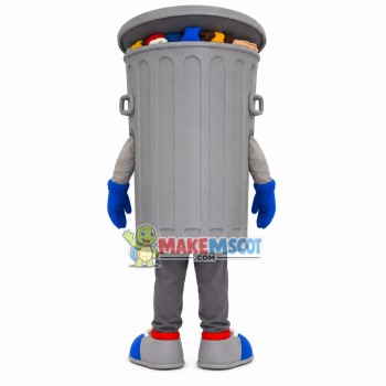 Full Tin Trash Bin Mascot Costume Full Tin Trash Bin Mascot Costume