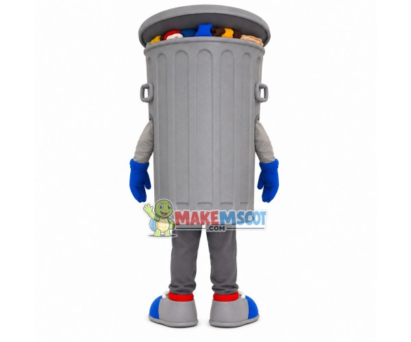Full Tin Trash Bin Mascot Costume Full Tin Trash Bin Mascot Costume