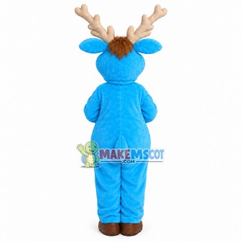 Joyful The Adult Blue Reindeer Mascot Costume