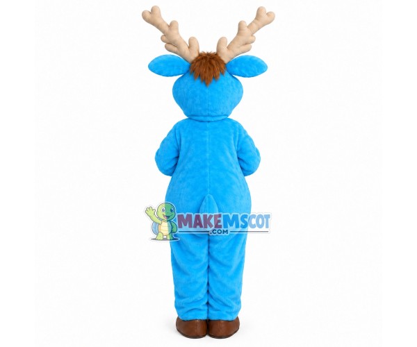 Joyful The Adult Blue Reindeer Mascot Costume Joyful The Adult Blue Reindeer Mascot Costume