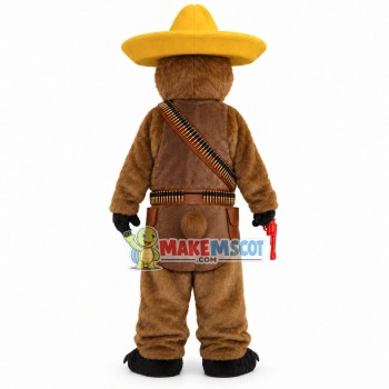 Veteran Gunner Brown Bear Mascot Costume Veteran Gunner Brown Bear Mascot Costume