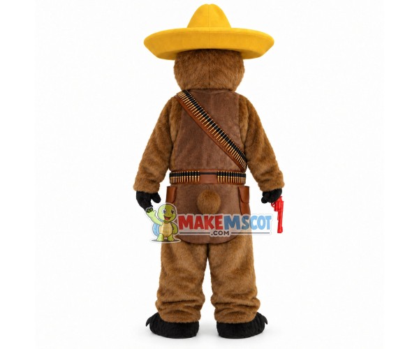Veteran Gunner Brown Bear Mascot Costume Veteran Gunner Brown Bear Mascot Costume