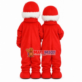 Red Walrus Couple In Love Mascot Costume Red Walrus Couple In Love Mascot Costume