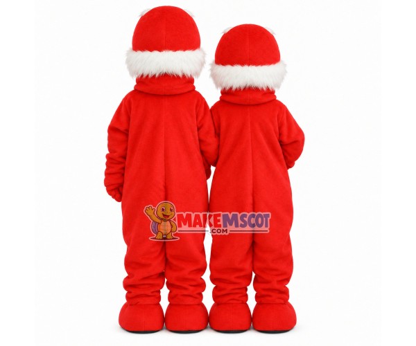 Red Walrus Couple In Love Mascot Costume Red Walrus Couple In Love Mascot Costume