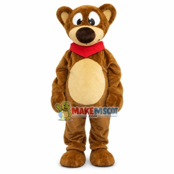 The Obedient Brown Bear With Big Nose Mascot Costume The Obedient Brown Bear With Big Nose Mascot Costume